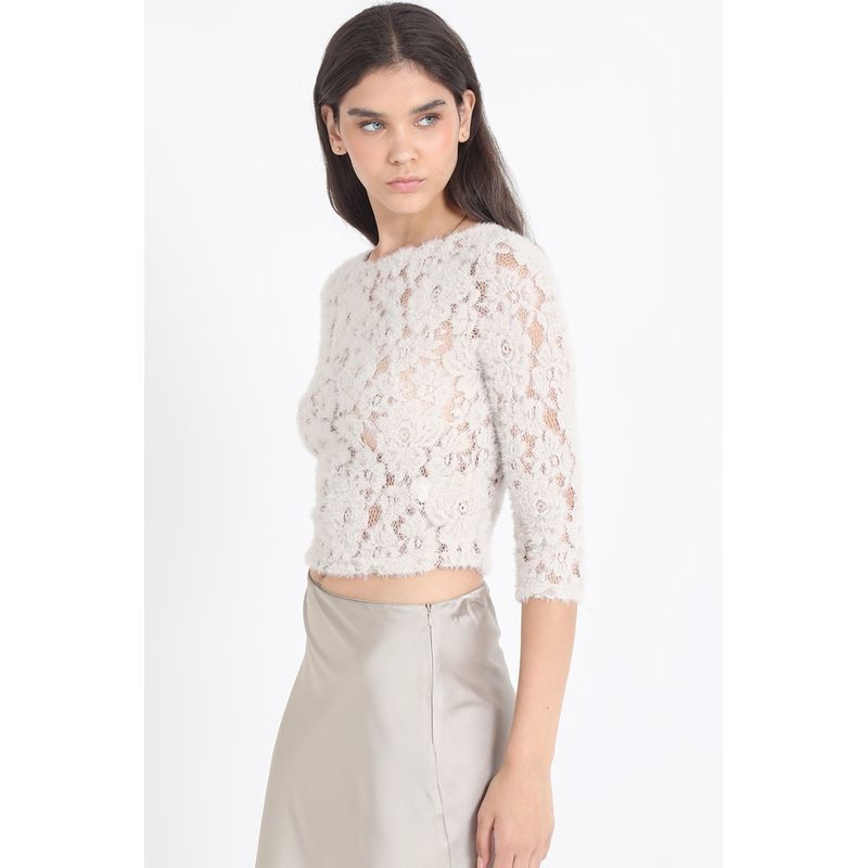 LIOLA - Polera Encaje Fantasia, Beige Liola