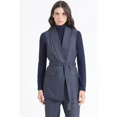 LIOLA - Chaqueta Larga Sin Mangas, Principe De Gales, Azul,