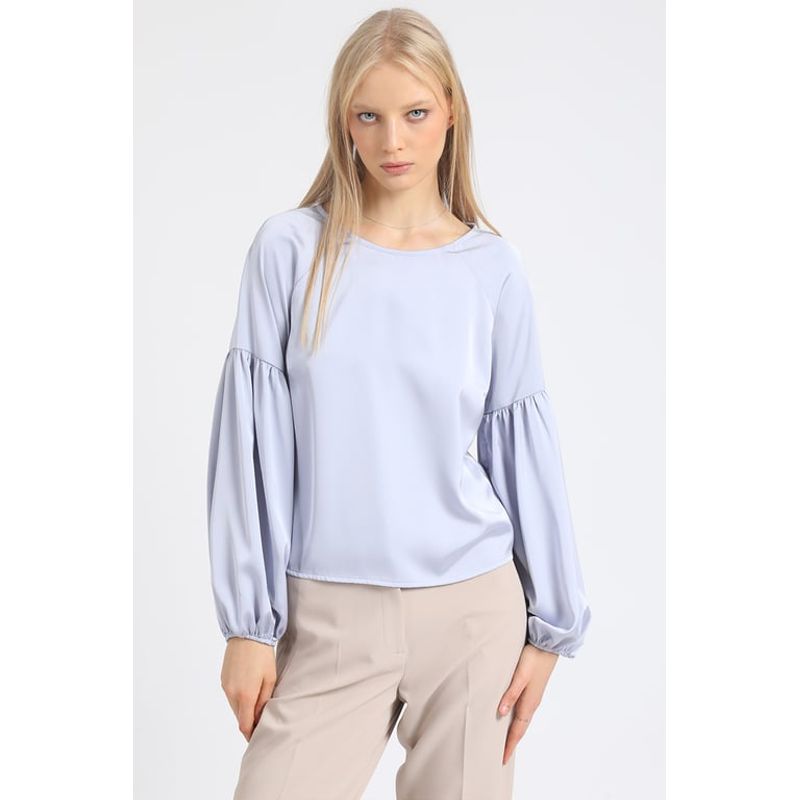 LIOLA - Blusa Manga Aglobada Satin Celeste Liola