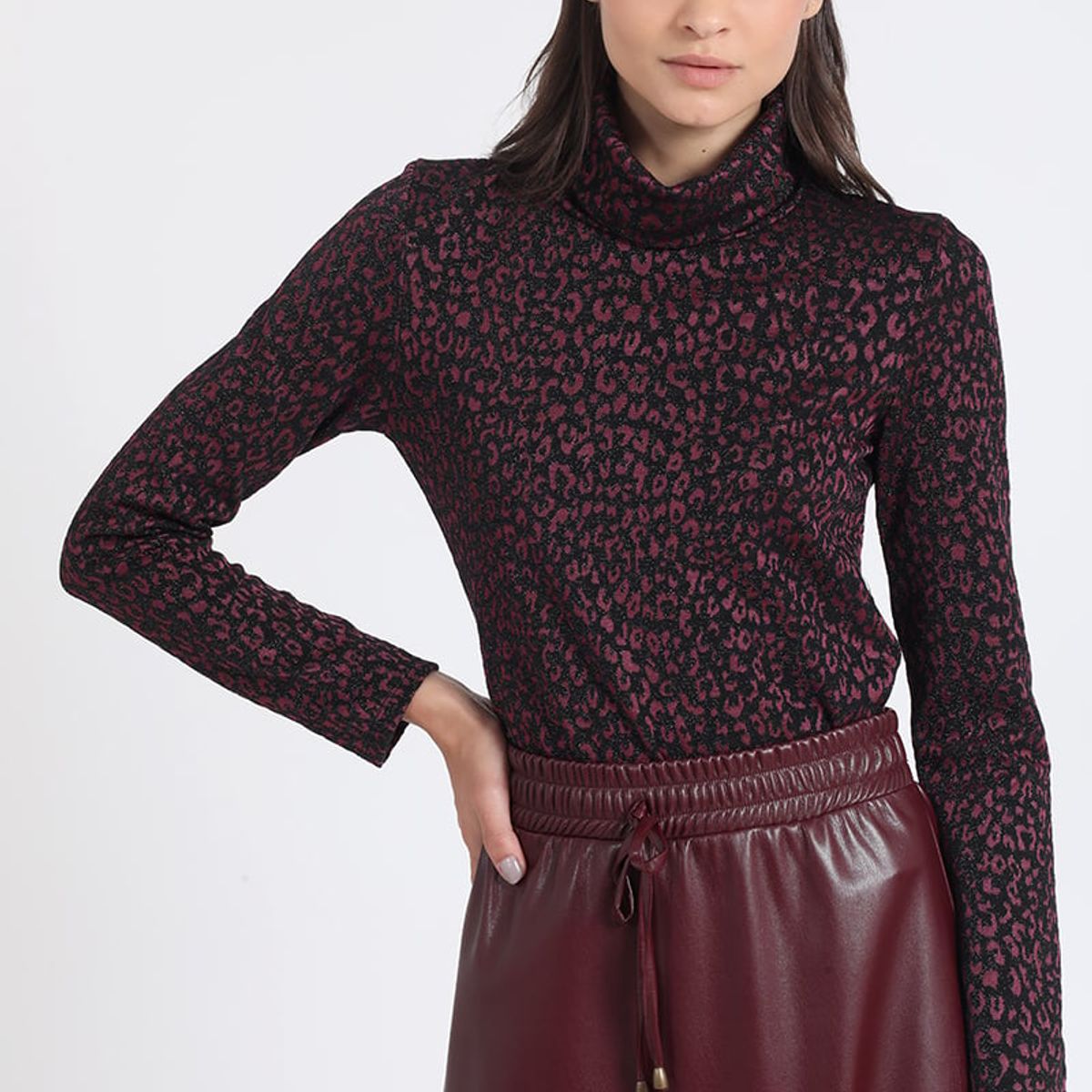 LIOLA - Beatle Fantasia Leopardo Con Hilo Metalizado, Rojo Liola