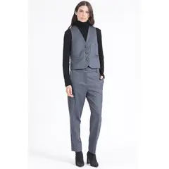LIOLA - Pantalon Sastre, Tiro Alto, Espiga Listado, Azul