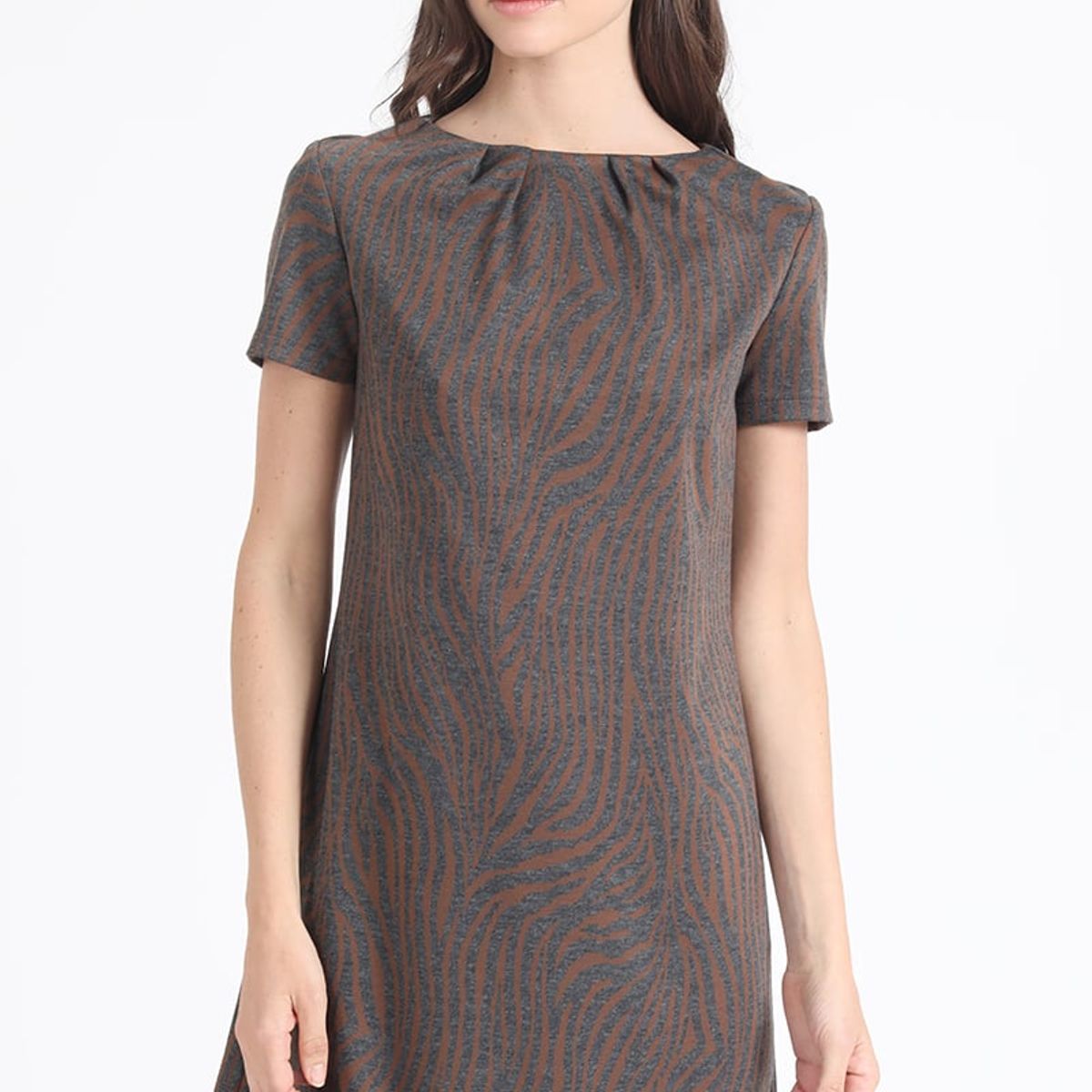 LIOLA - Vestido Estampado Animal Café Liola