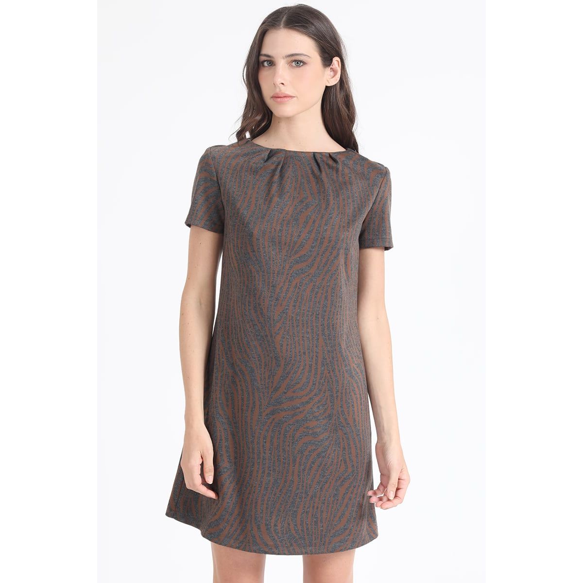 LIOLA - Vestido Estampado Animal Café Liola