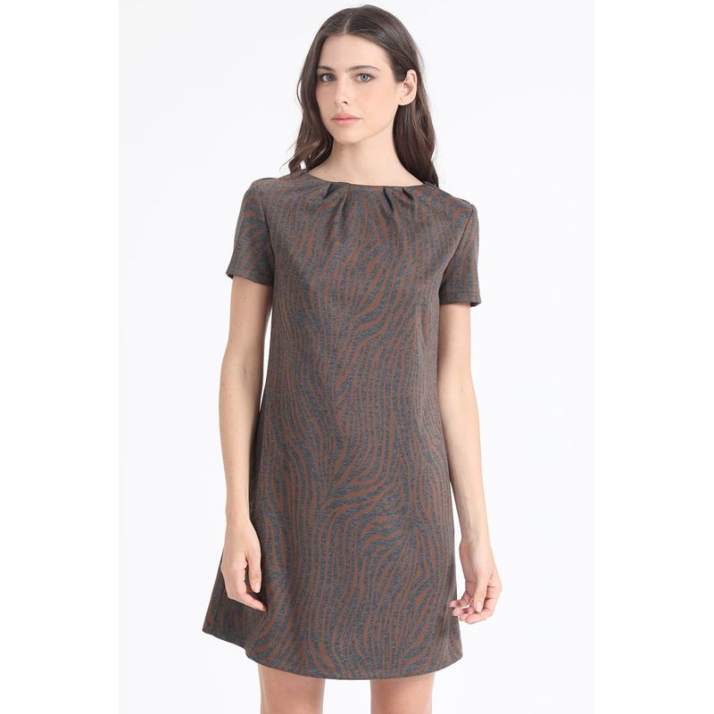 LIOLA - Vestido Estampado Animal, Café Liola