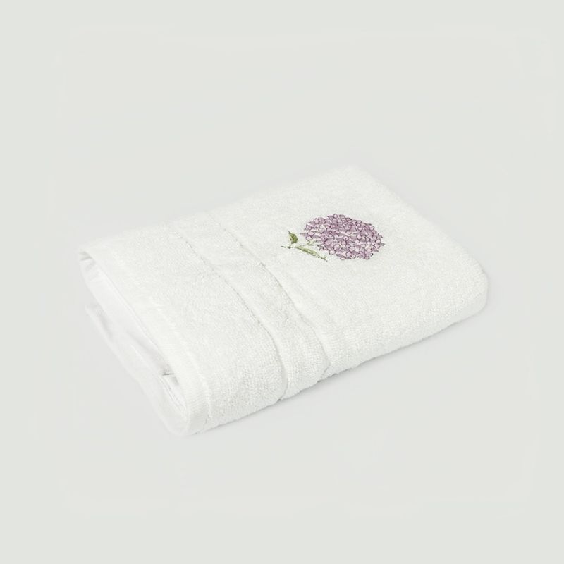 NINA HERRERA - Toalla de Baño Bordada Hortensia Rosado