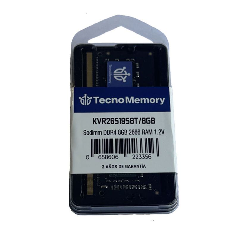 GENERICO - Memoria ram TecnoMemory Sodimm DDR4 8GB 2666Mhz KVR26S19S8T8GB