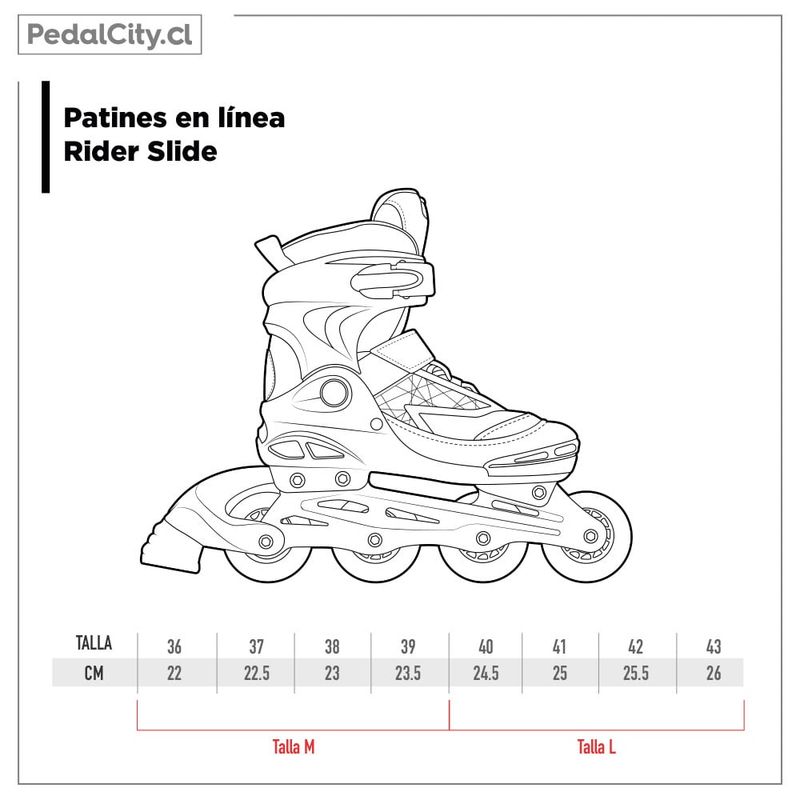 RIDER - Patines en línea Rider Slide Naranjo Talla 40-43