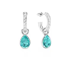 BLOOM CRYSTAL - Aros colgantes pequeños con cristal Aguamarina en forma de lágrima en plata