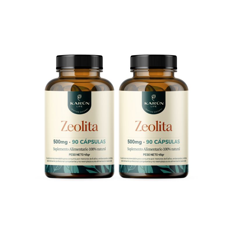 KARUNLIFE - Zeolita Premium Pack - 2 Frascos (180 Cápsulas) Karun Life