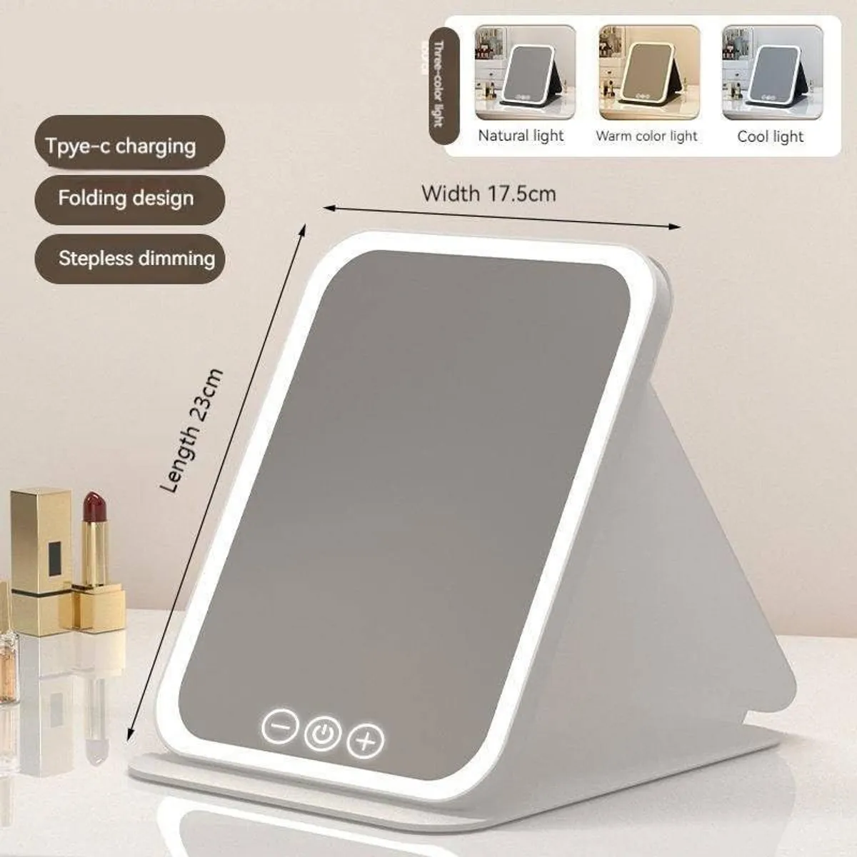 EVERSO - Espejos De Maquillaje Plegable Portátil De Viaje Con Luz Led