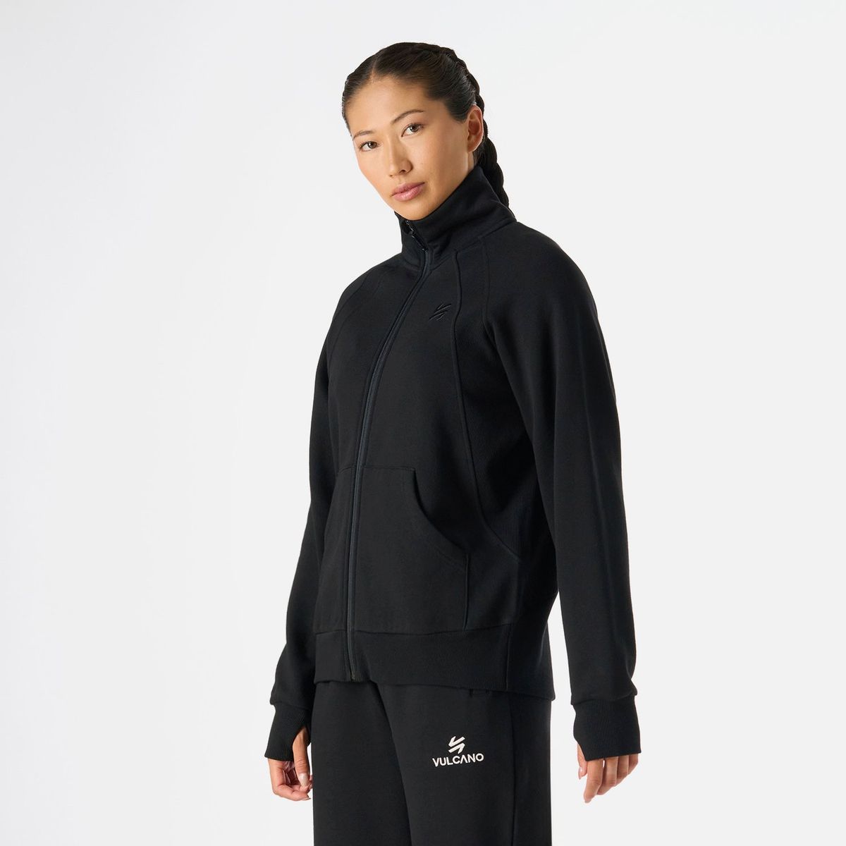 VULCANO - Polerón Mujer Cool Down Full Zip Sweatshirt Negro Vulcano