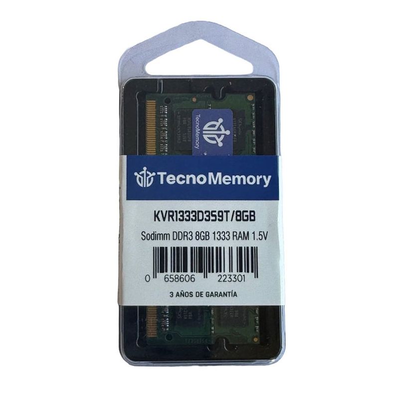 GENERICO - Memoria ram TecnoMemory Sodimm DDR3 8GB 1333Mhz KVR1333D3S9T8GB