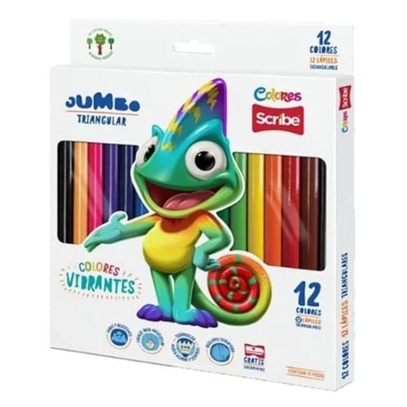 GENERICO - Lapices Scribe Colores Vibrantes Jumbo 12 Lapices