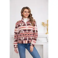 MPROPIA - Polerón Peludo Étnico Otoño Invierno Chaqueta Mujer 6078