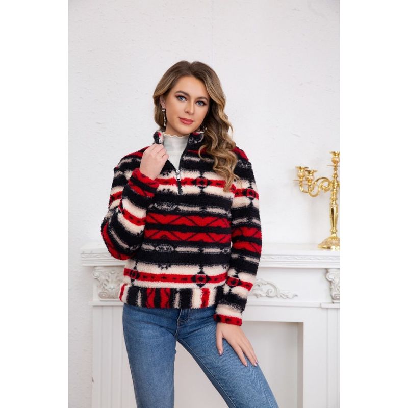 MPROPIA - Polerón Peludo Étnico Otoño Invierno Chaqueta Mujer 6078.