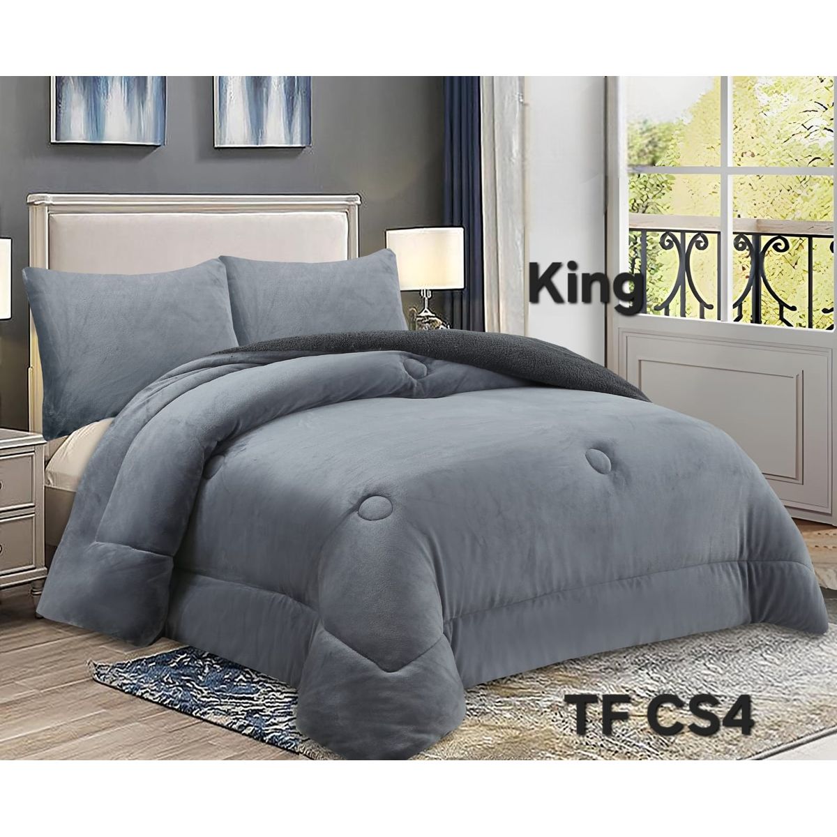 ANGELES DEL HOGAR - COBERTOR DE INVIERNO PLUSH LISO TAMAÑO KING