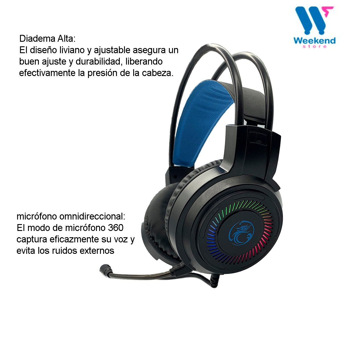 GENERICO - Audífonos USB Con Micrófono Gamer Apedra HD-480 USB Con Luz RGB