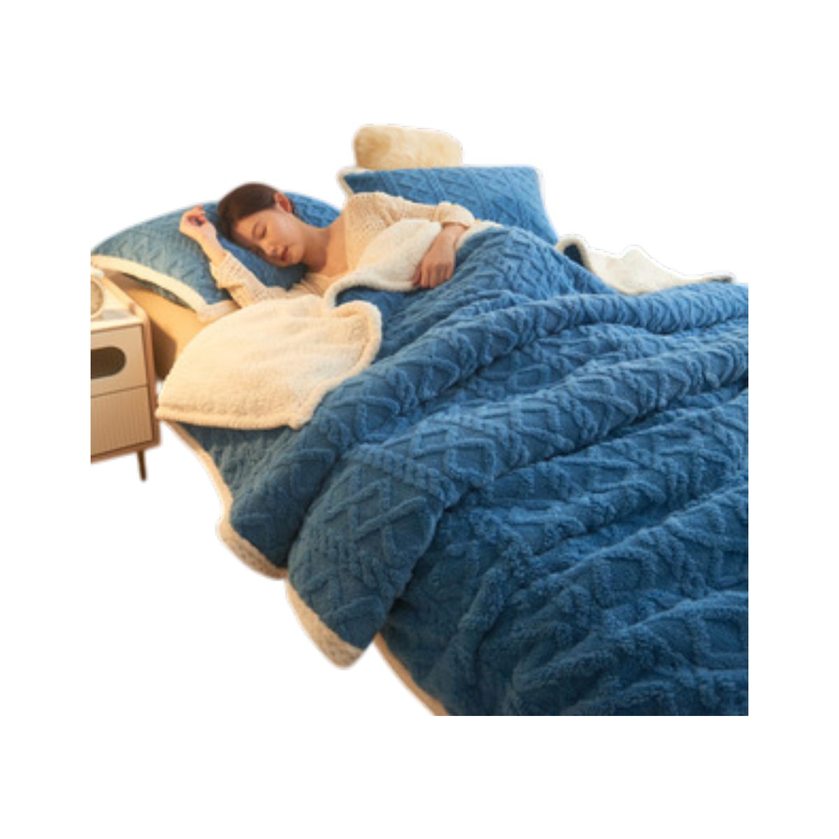 GENERICO - FRAZADA POLAR - MANTA TERMICA 2 PLAZAS CELESTE