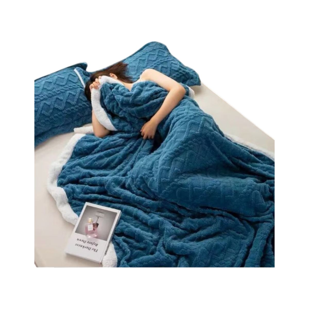 GENERICO - FRAZADA POLAR - MANTA TERMICA 2 PLAZAS CELESTE