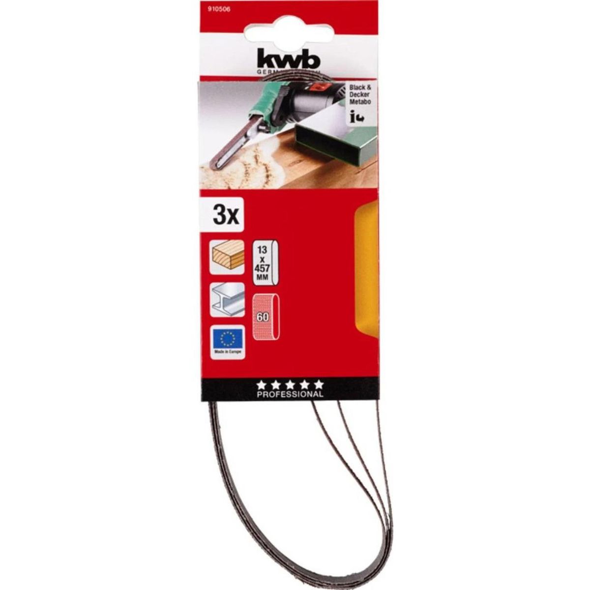 EINHELL - Set 3 Lijas Abrasivas 13X457MM Grano 60 para Einhell TE-BF 18