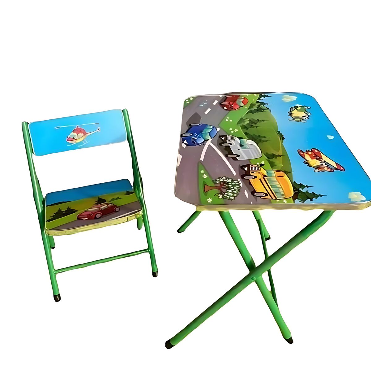 GENERICO - Mesa + Silla Plegables Altura Ajustable Escritorio Niños
