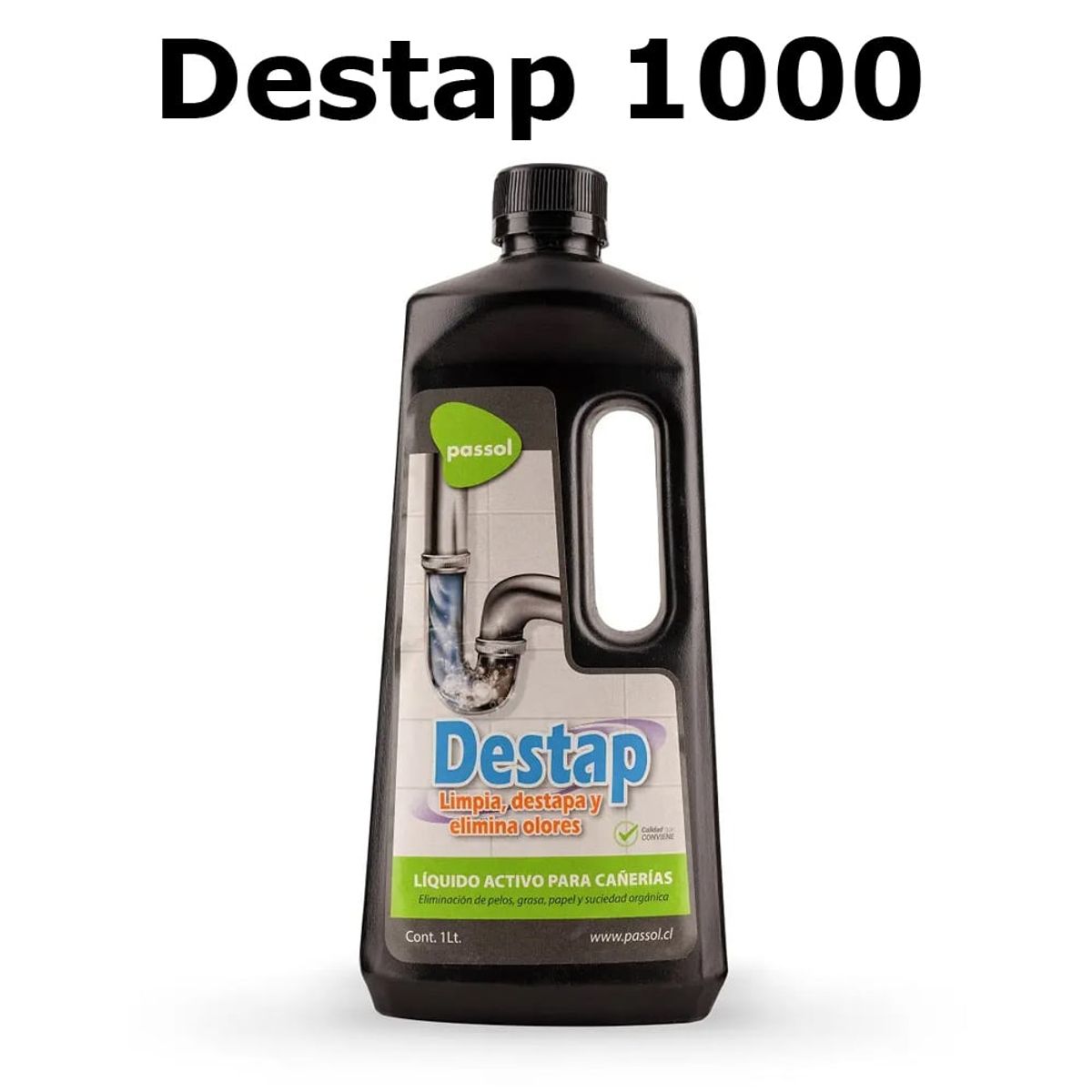 PASSOL - Destapador De Cañerías Liquido 1 Litro Passol Destap 1000