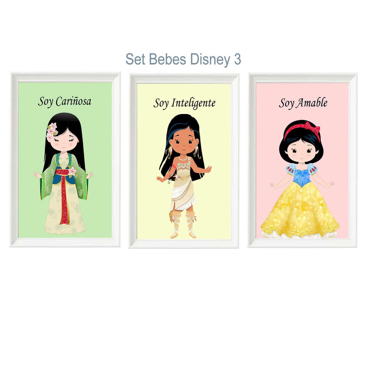 DECORACION CREATIVA - Set Cuadro Infantil Niñas  Princesas Bebés Disney 3