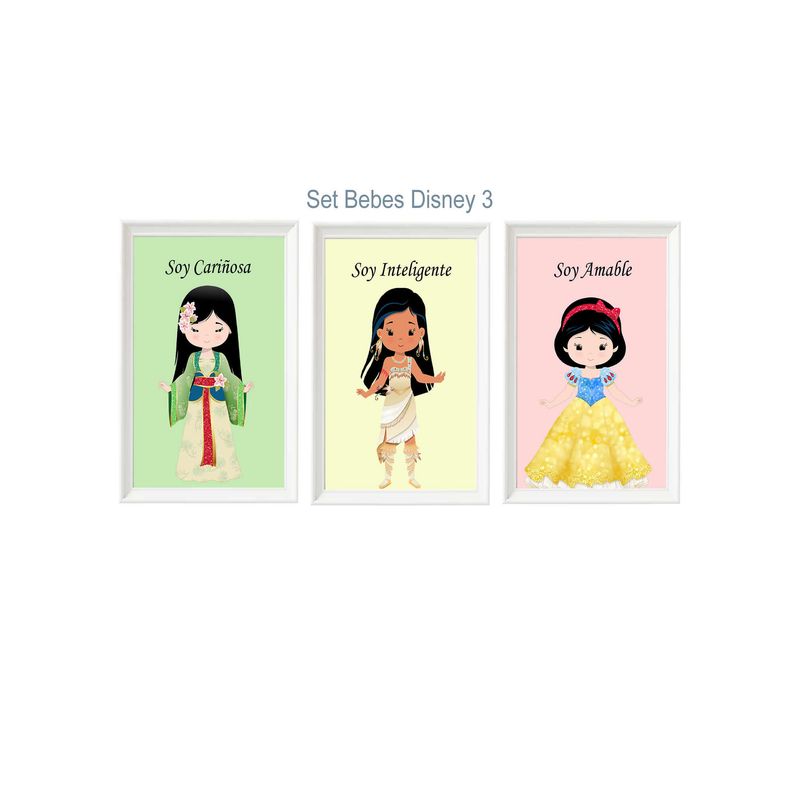 DECORACION CREATIVA - Set Cuadro Infantil Niñas  Princesas Bebés Disney 3