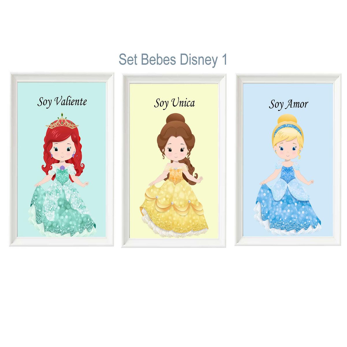 DECORACION CREATIVA - Set Cuadro Infantil Niñas Princesas Bebés Disney 1