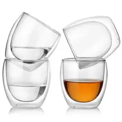 WAKESHOME - Set 6 Tazas Café Vasos De Vidrio Doble Pared 80ml Sin Asa