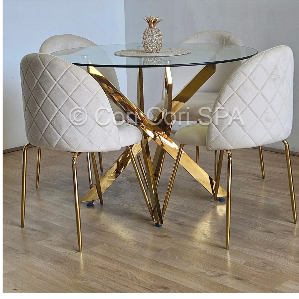 CORI CORI - Mesa de Comedor Warwick Redonda Gold 120cms