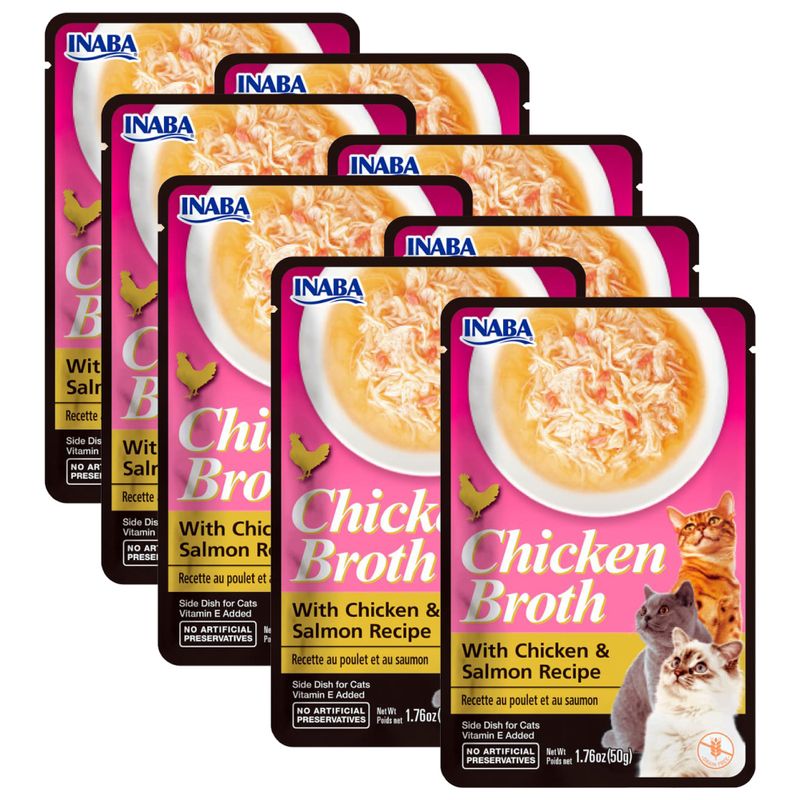 INABA - Inaba Churu Broth Snack Gato con Pollo Salmon- Pack 8 sobres