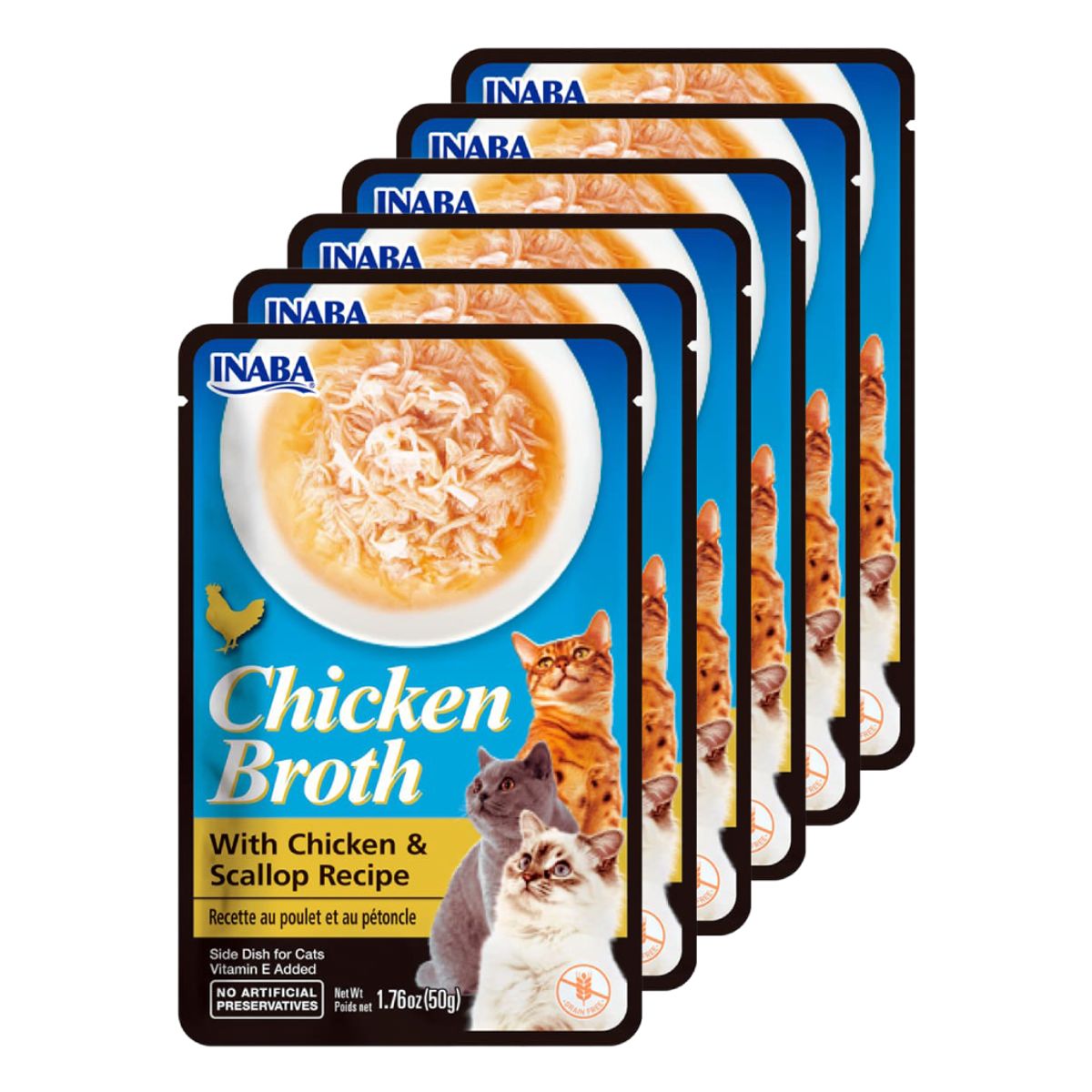INABA - Snack Inaba Churu Broth Pollo con Ostion- Pack 6 sobres