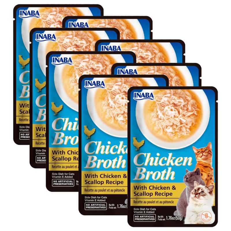 INABA - Inaba Churu Broth Snack Gato con Pollo Ostion- Pack 8 sobres