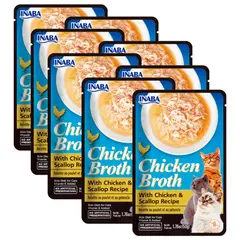 INABA - Churu Broth Snack Gato con Pollo Ostion- Pack 8 sobres