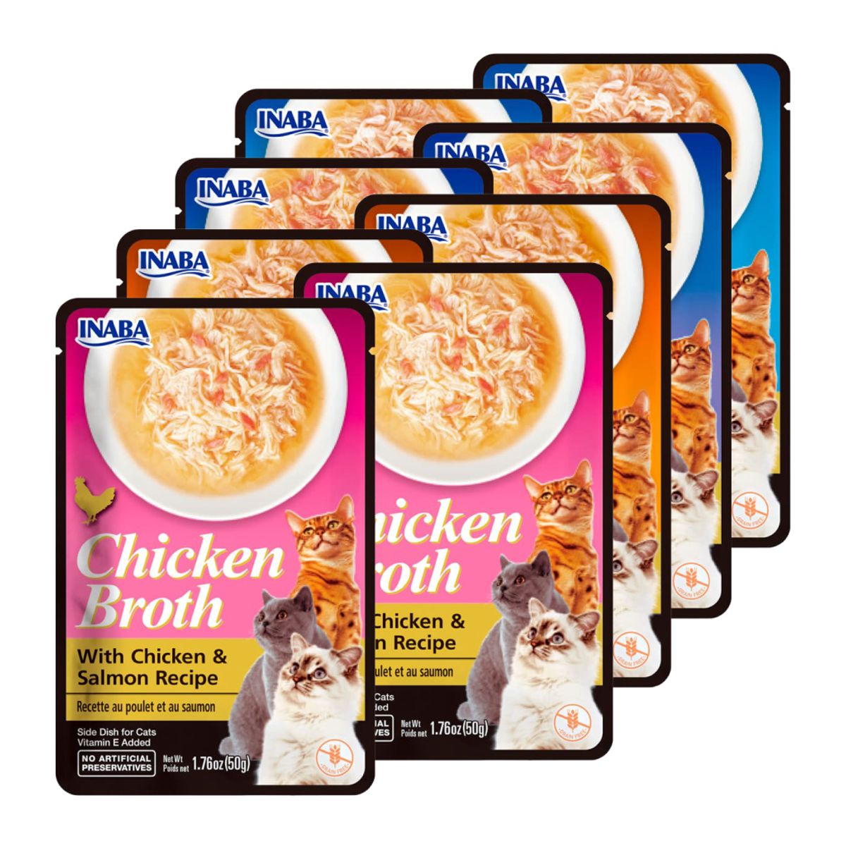 INABA - Snack Inaba Churu Broth Pollo Surtidos - Pack 8 sobres