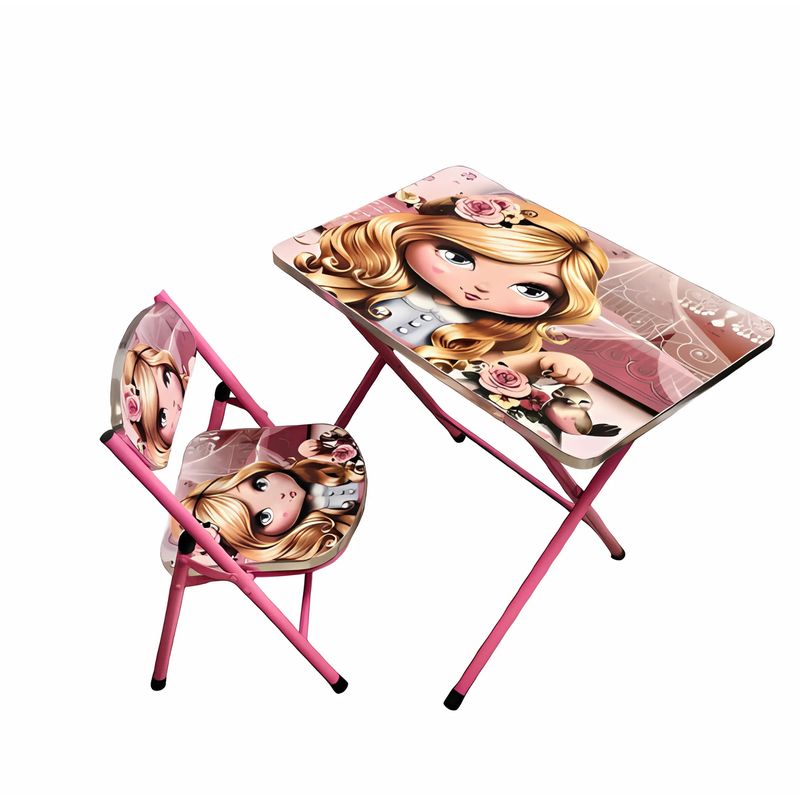 GENERICO - Mesa + Silla Plegables Escritorio con Altura Ajustable para Niñas