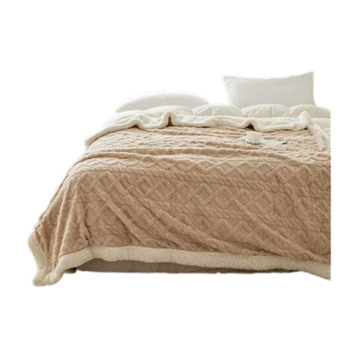 GENERICO - FRAZADA DE POLAR MANTA TERMICA 2 PLAZAS BEIGE