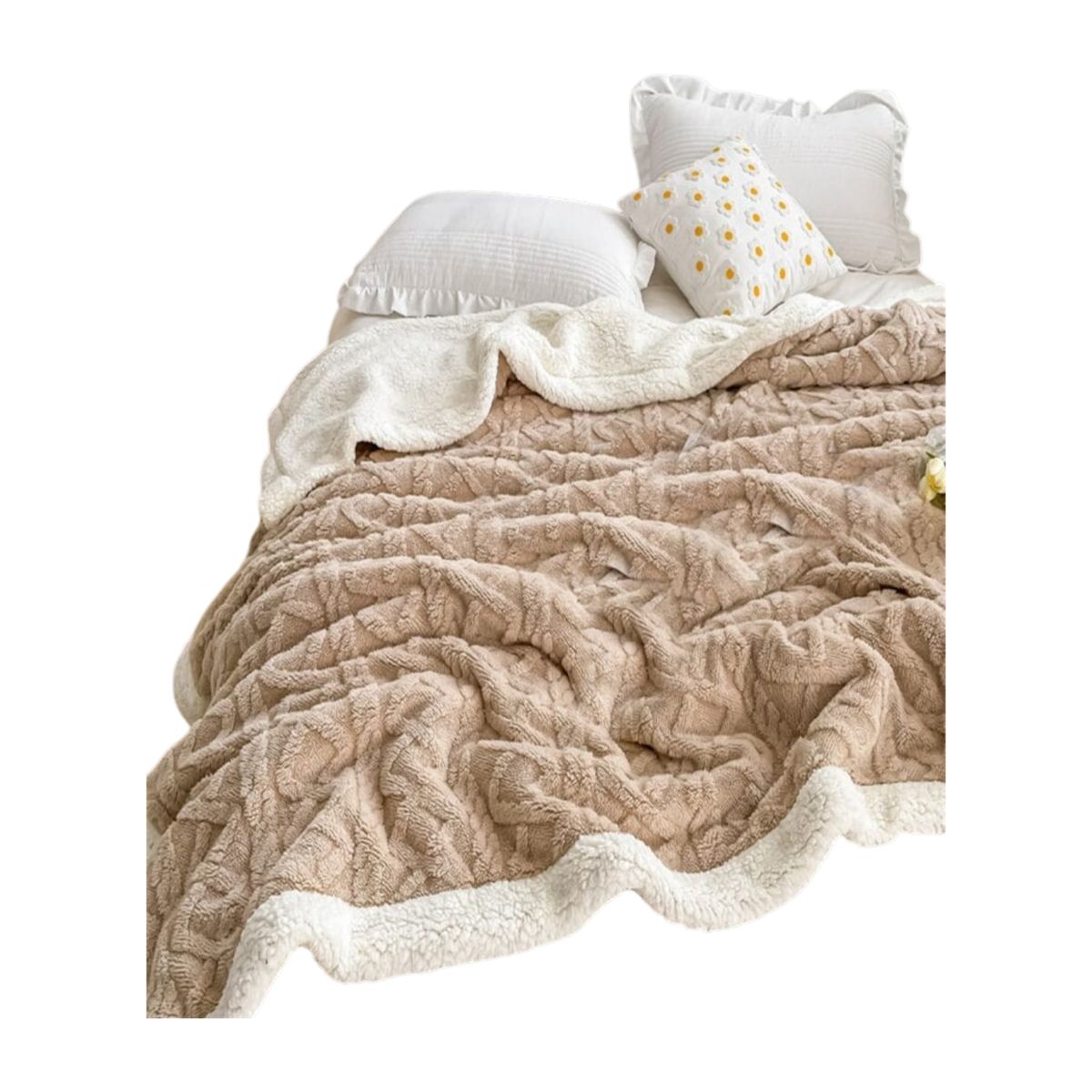 GENERICO - FRAZADA DE POLAR MANTA TERMICA 2 PLAZAS BEIGE