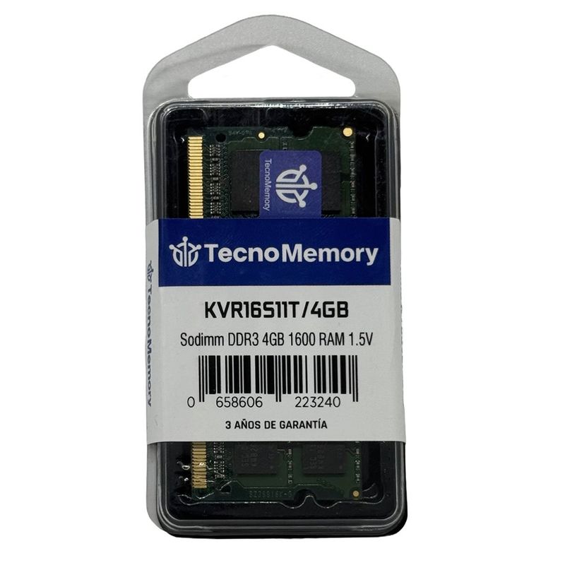 GENERICO - Memoria ram TecnoMemory Sodimm DDR3 4GB 1600 KVR16S11T/4GB