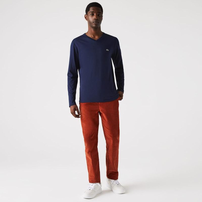 LACOSTE - Polera Manga Larga Cuello V Hombre Lacoste TH6711