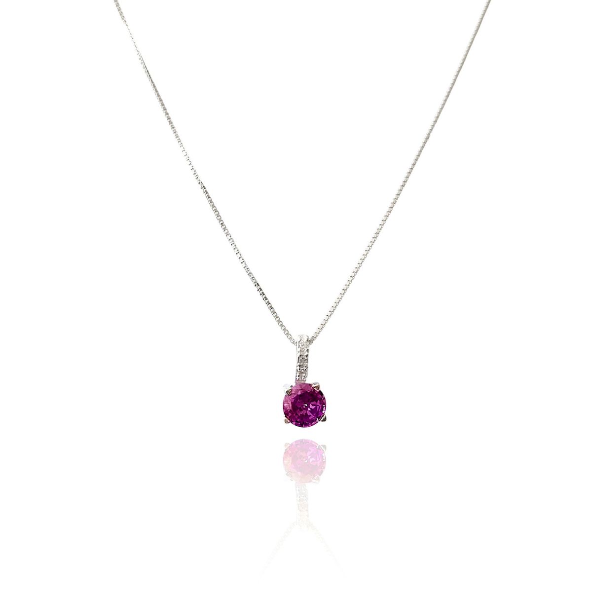 COGGIOLA - Collar Punto De Luz Virginia Circón Morado Plata Fina 925