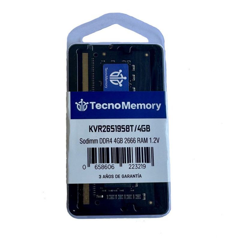 GENERICO - Memoria ram TecnoMemory Sodimm DDR4 4GB 2666Mhz KVR26S19S8T4GB