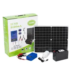 GENERICO - Batería Cargador con Panel Solar y Ampolleta Portátil