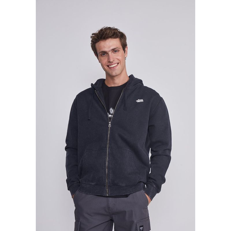 SIOUX - Poleron Hombre Basico Lavado Negro Sioux