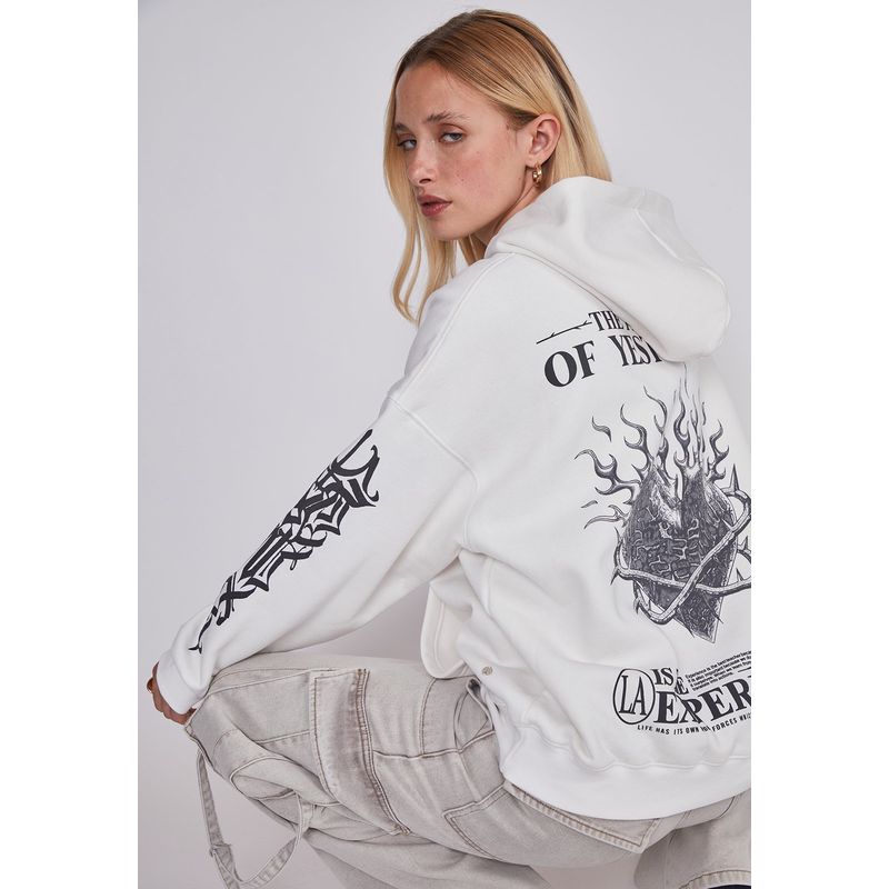 SIOUX - Poleron Mujer Heart Blanco Sioux