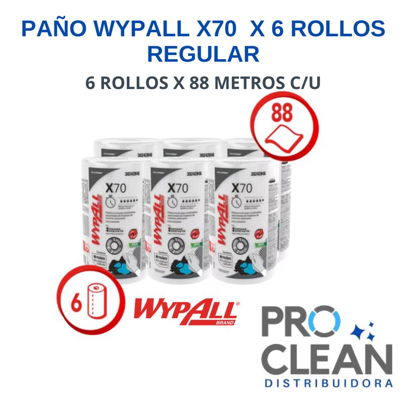 GENERICO - Wypall X70 Regular Roll 6 Unds x 88 Paños C/u