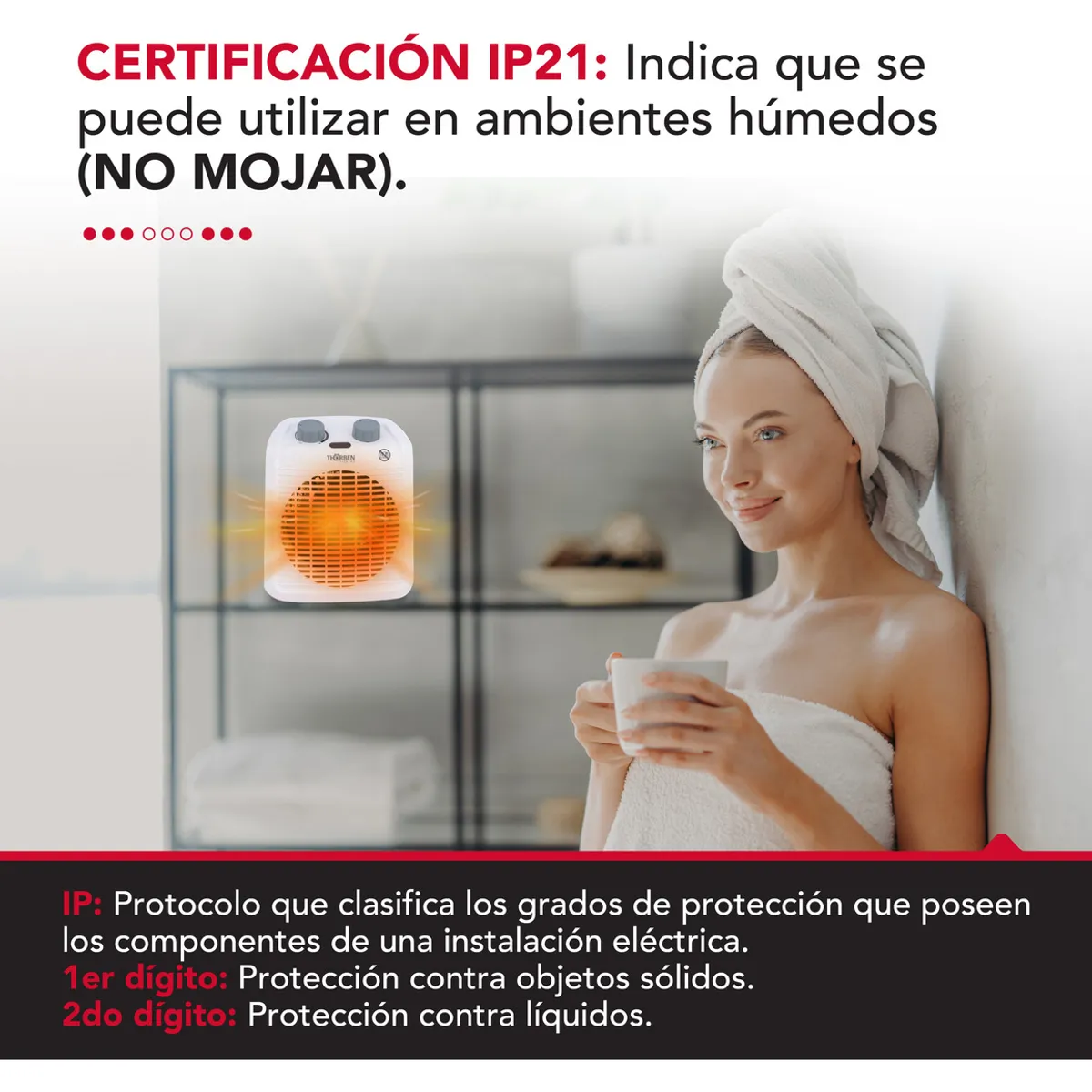 THORBEN - Termoventilador Apto Baños Calefactor Electrico Estufa Thorben Fh 2000