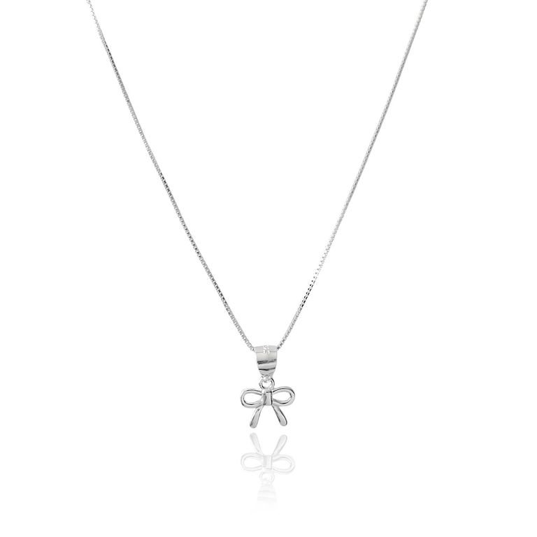 Collar Lazo Liso Mini Plata Fina 925 Plateado TALLA UNICA
