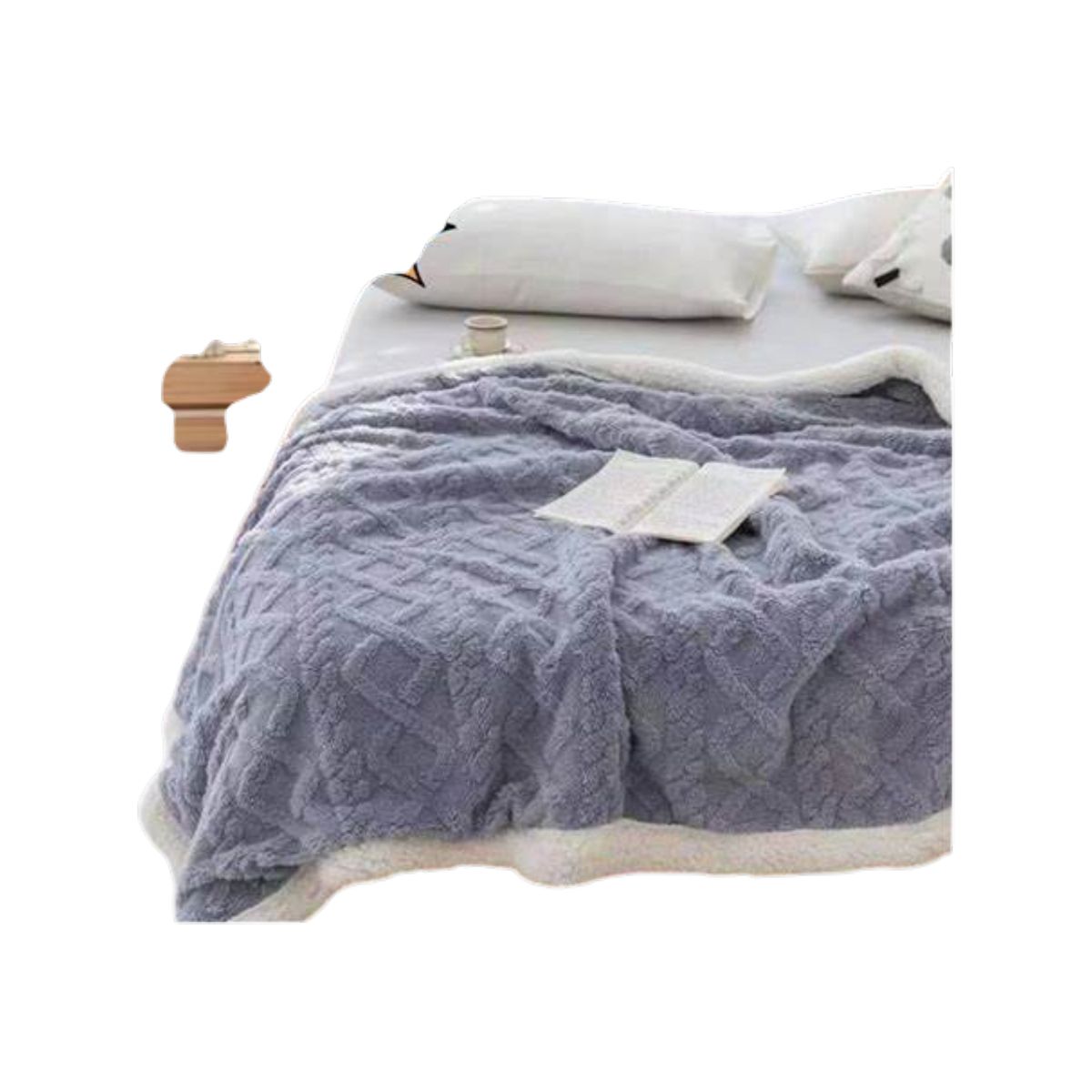 GENERICO - FRAZADA DE POLAR MANTA TERMICA 2 PLAZAS MORADA